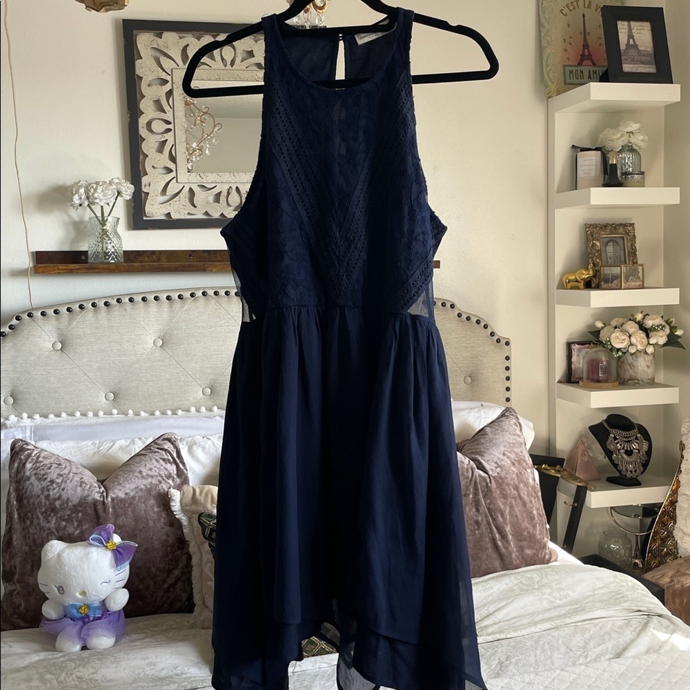 Abercrombie & Fitch|Boho Cut-Out High Low Dress~Navy|Large|EUC